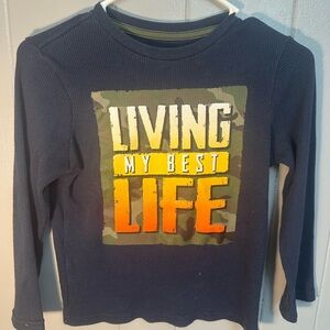 Thermal navy Blue and Orange Long Sleeve Tee Graphic Design living my best life